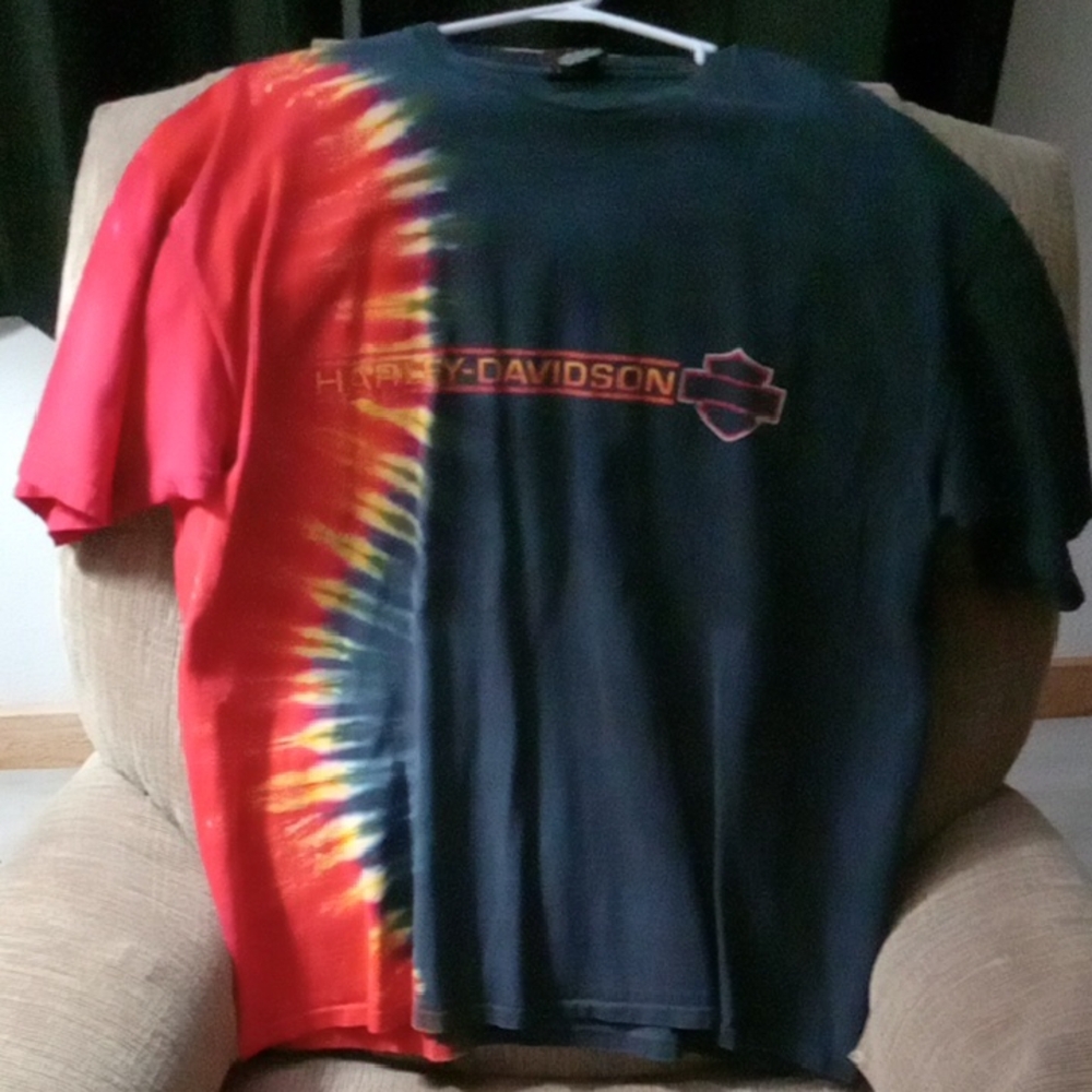 Harley-Davidson Black & Red Tie-Dye Split Logo Short Sleeve Tee